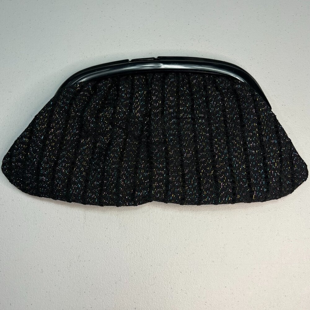 Byck's Black Multicolored Shiny Clutch Sparkle‎ Italy Evening Formal Vintage